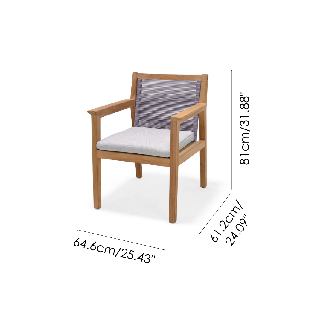 Agate Teak and Rope Armchair - Taupe