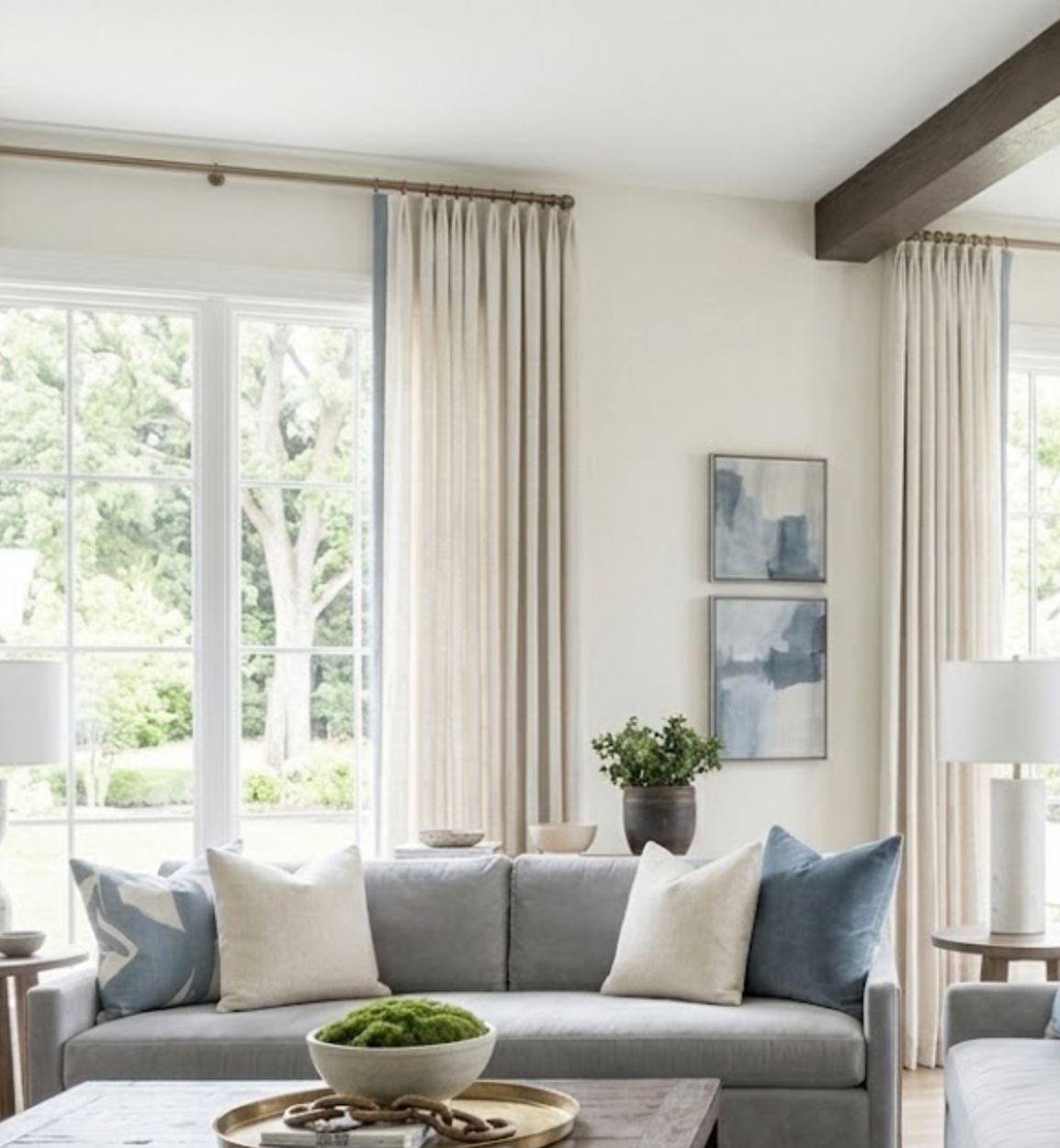 Bold Lines Linen Pillow in Sky