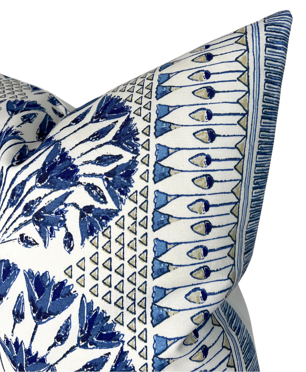 Cairo Pillow in Blue and White