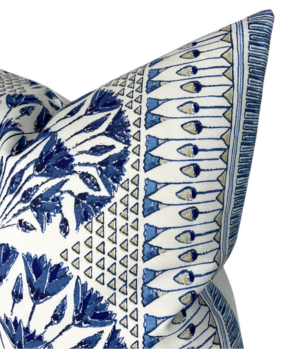 Cairo Pillow in Blue and White