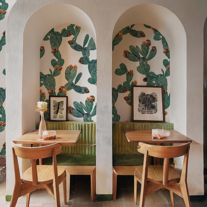 Desert Blooms Wallpaper, white and terra cotta