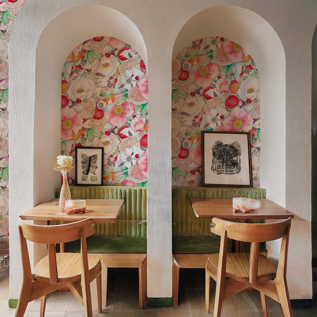Floral Reverie Wallpaper, red
