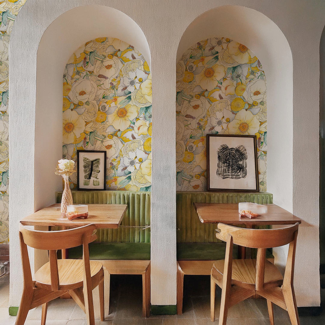 Floral Reverie Wallpaper, yellow