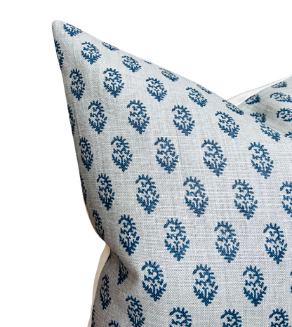 Rajmata Tonal Pillow in Mist Indigo/Blue