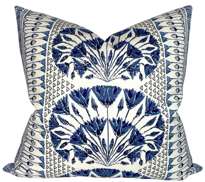 Cairo Pillow in Blue and White
