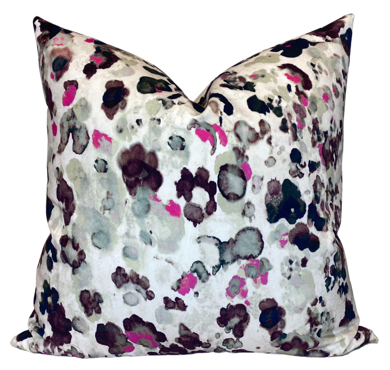 Niumi Jaipur Velvet Pillow in Pink + Grey