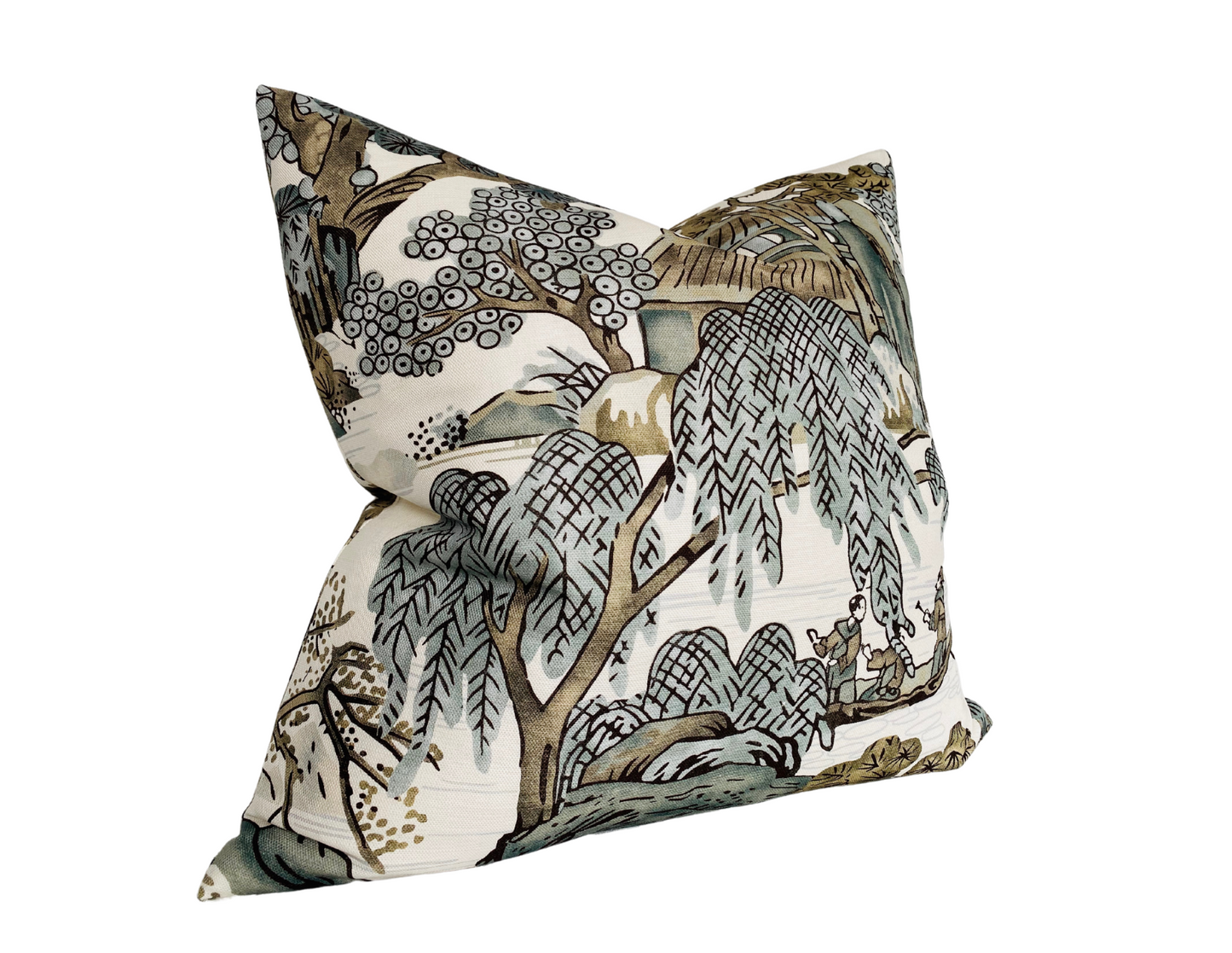 Asian Scenic Pillow in Grey