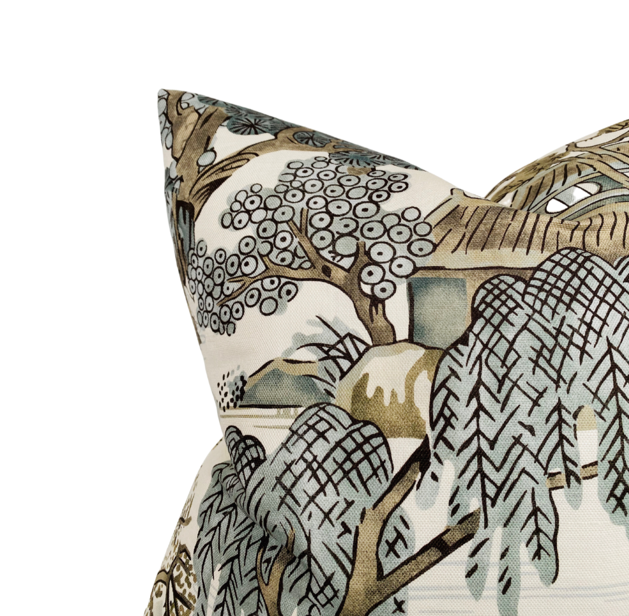 Asian Scenic Pillow in Grey