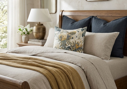 Dahlia Floral Pillow in Soft Gold