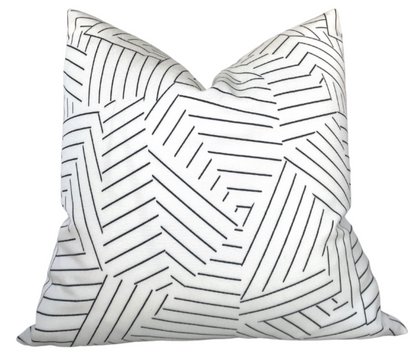 Deconstructed Stripe Pillow in Black, Indoor Outdoor Pillows