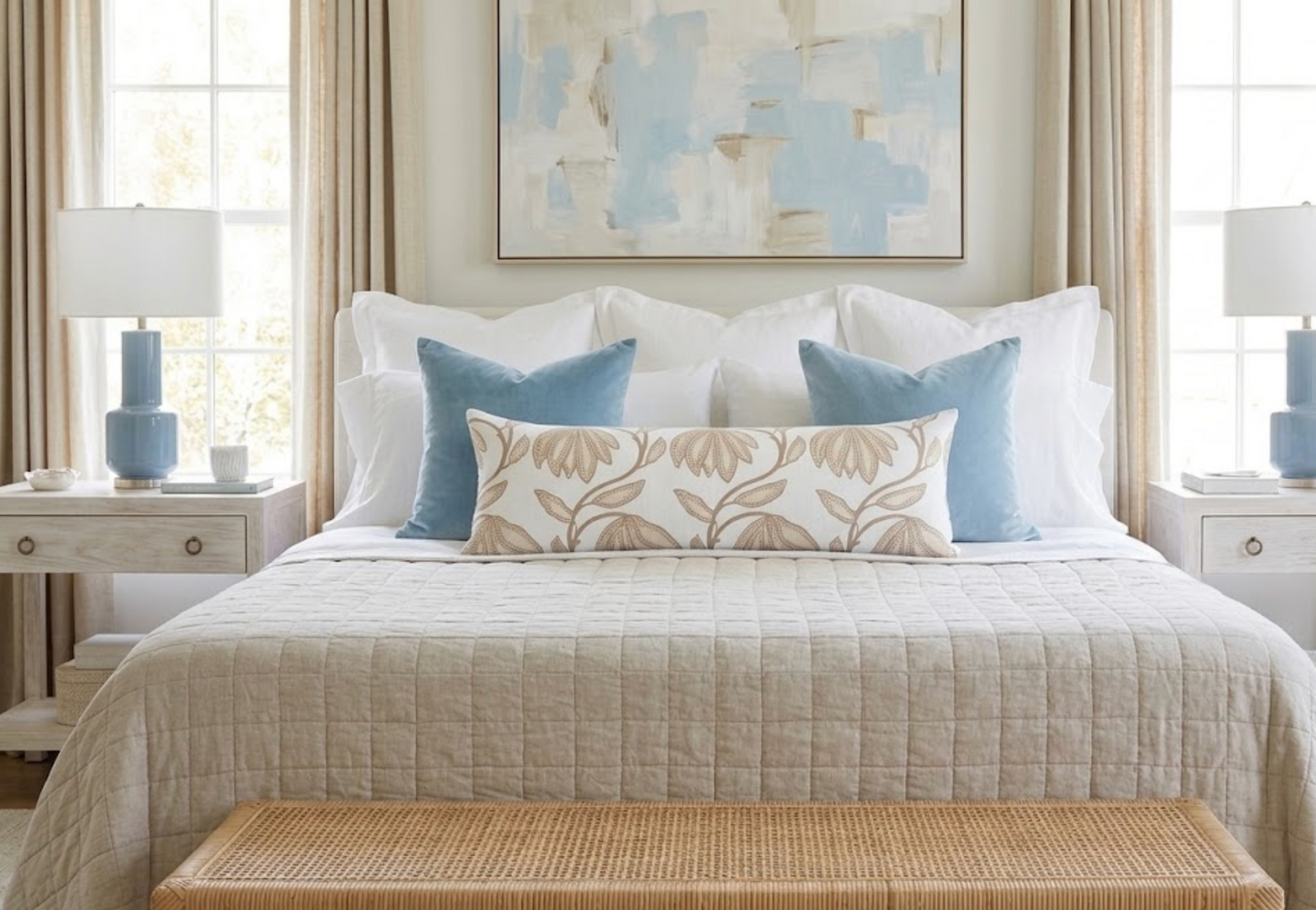 Desert Floral Pillow in Birch Natural
