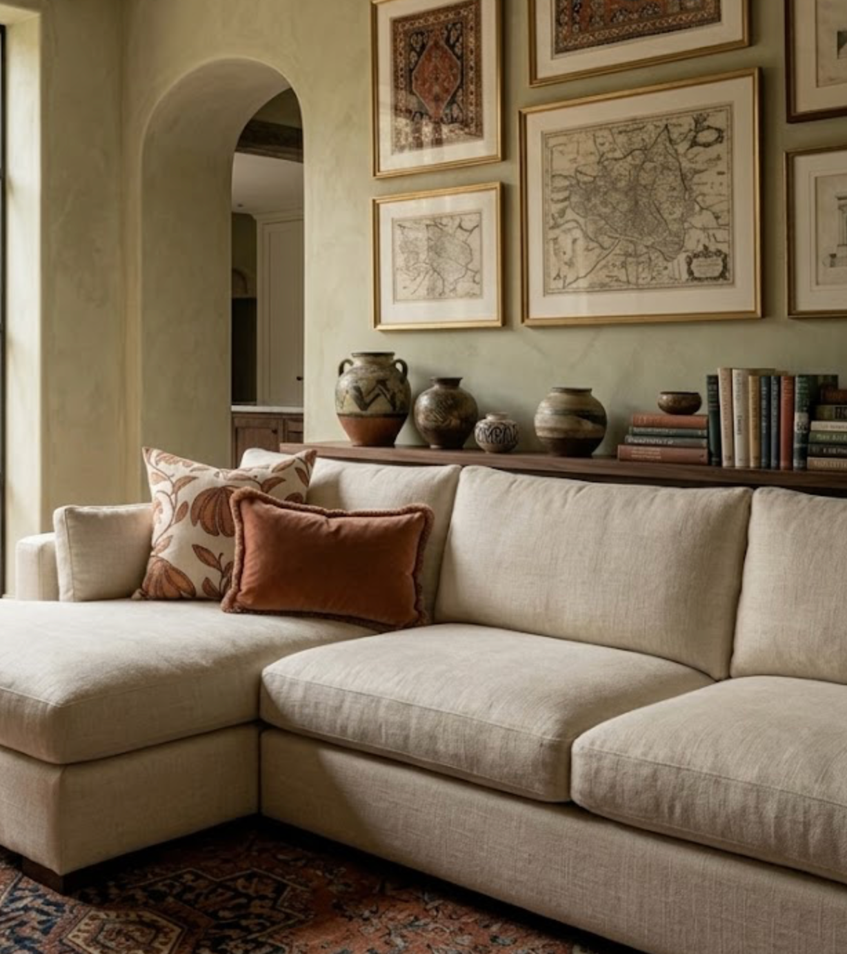 Desert Floral Pillow in Ochre