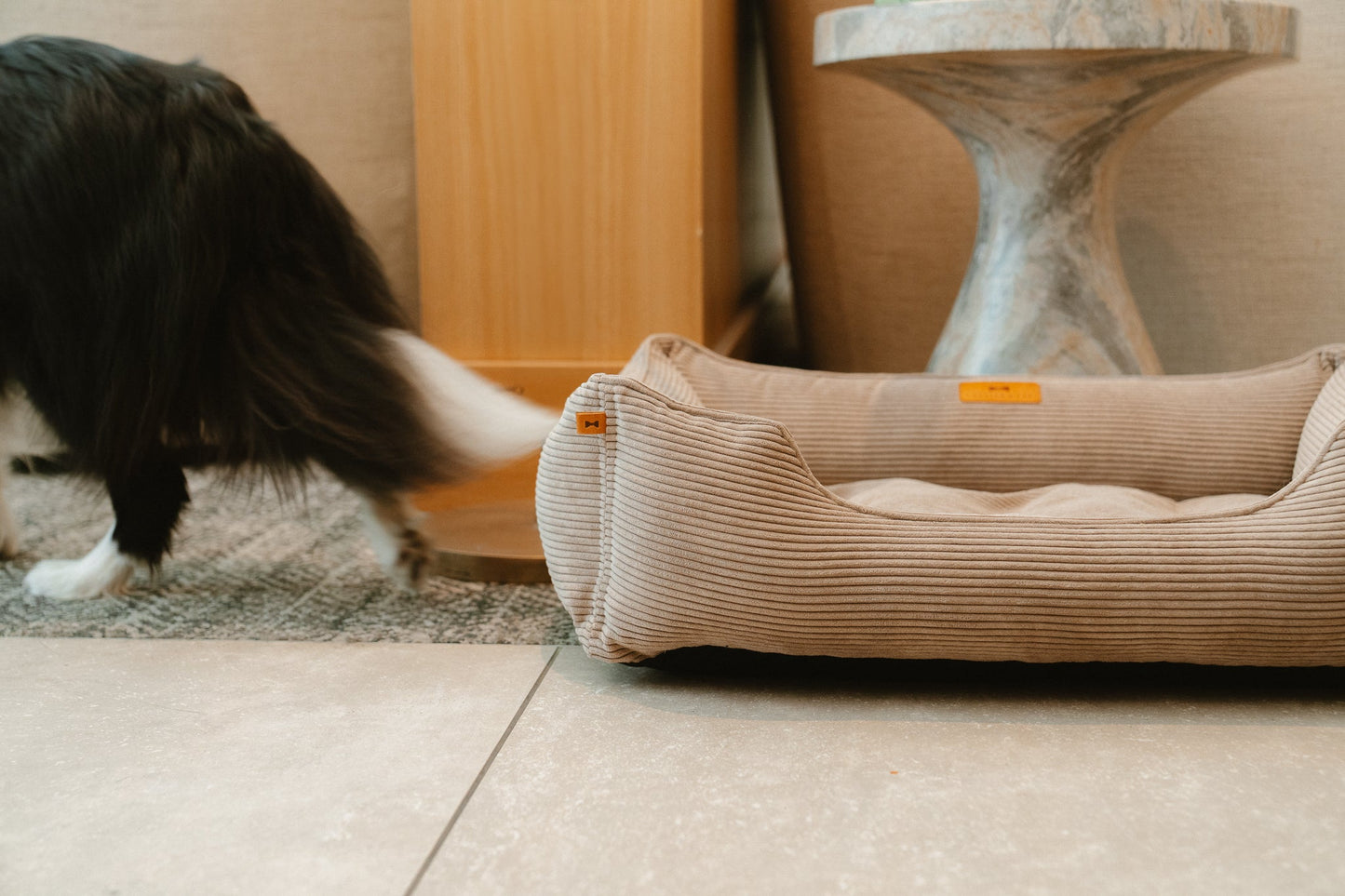 Taupe Fancy Corduroy Sleeper Pet Bed