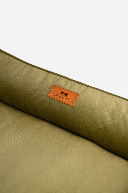 Olive Vibrant Velvet Sleeper Pet Bed