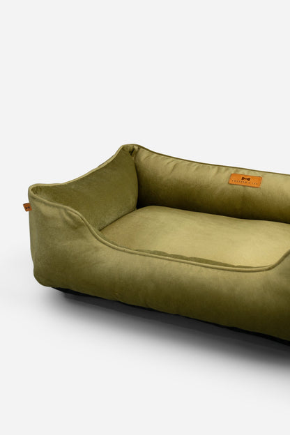 Olive Vibrant Velvet Sleeper Pet Bed
