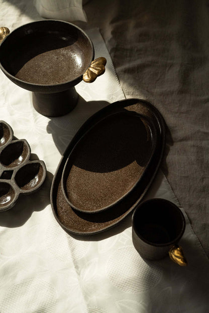 Handmade Oval Stoneware Serving Platter "Pumpernikel"