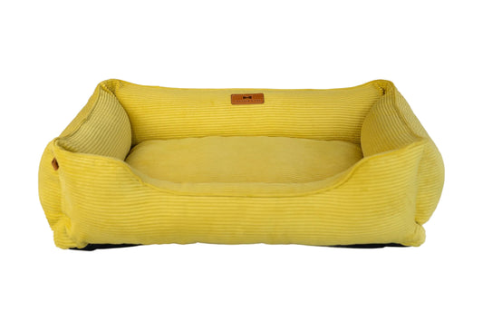 Sunny Yellow Fancy Corduroy Sleeper Pet Bed
