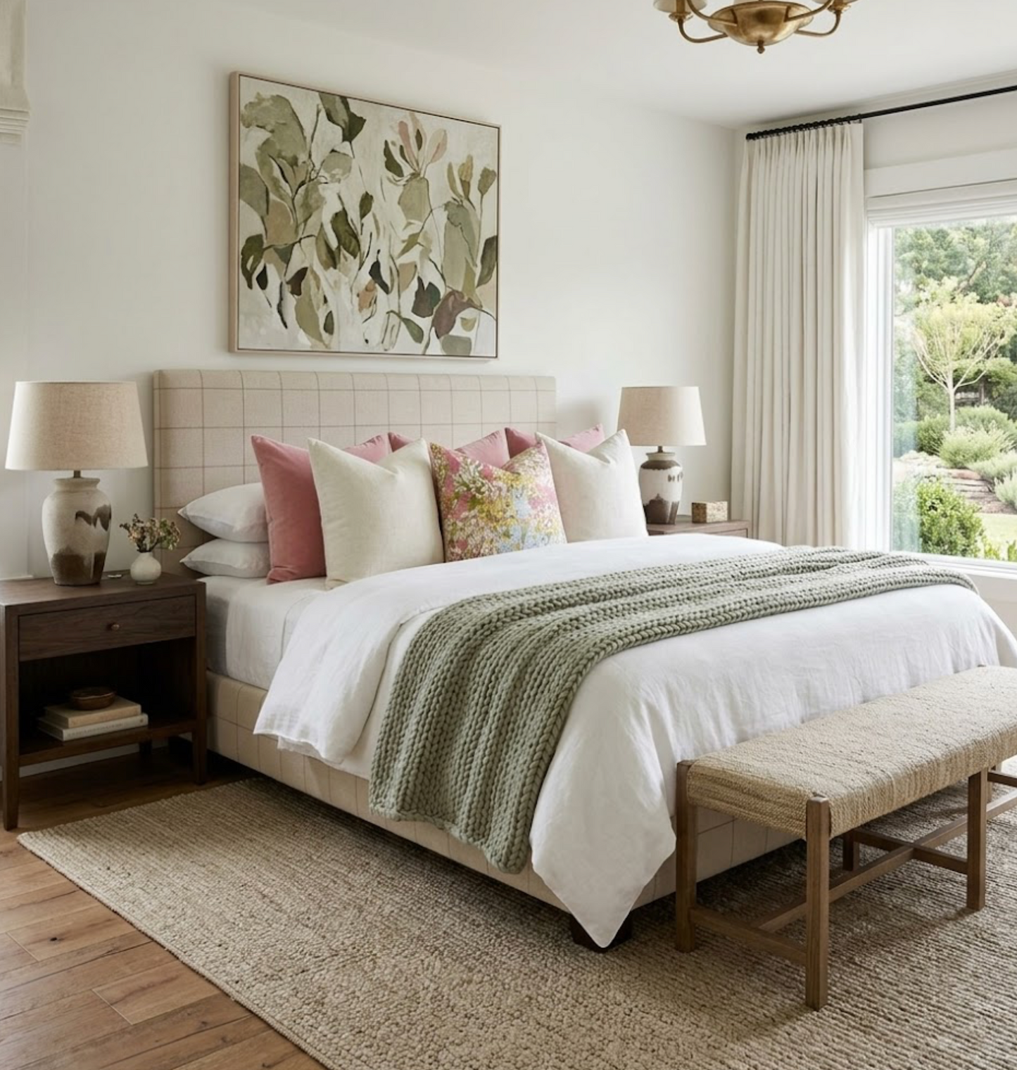 Fleur Linen Pillow in Blush