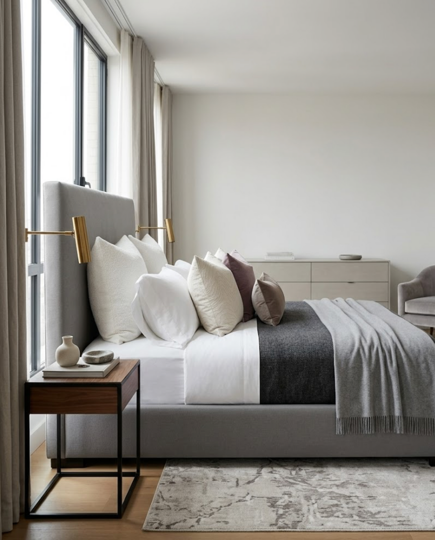 Formation Embroidered Pillow in Oyster