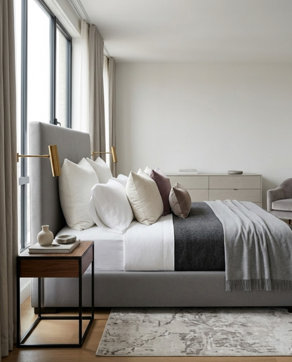 Formation Embroidered Pillow in Oyster