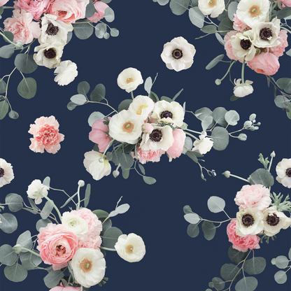 Midnight Floral Wallpaper, navy