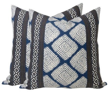 Austin Pillow in Brown + Navy