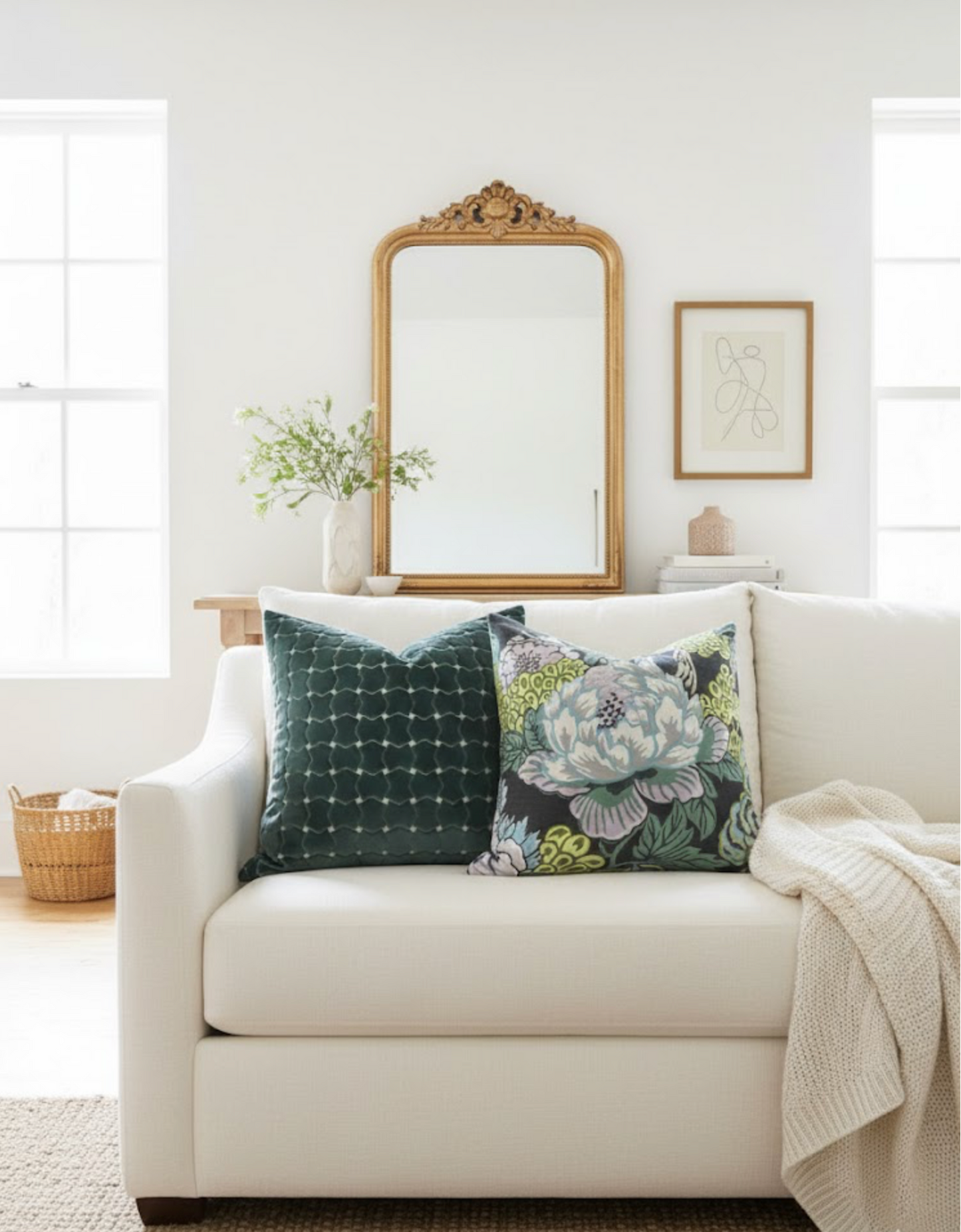 Hinge Velvet Pillow in Seafoam Green