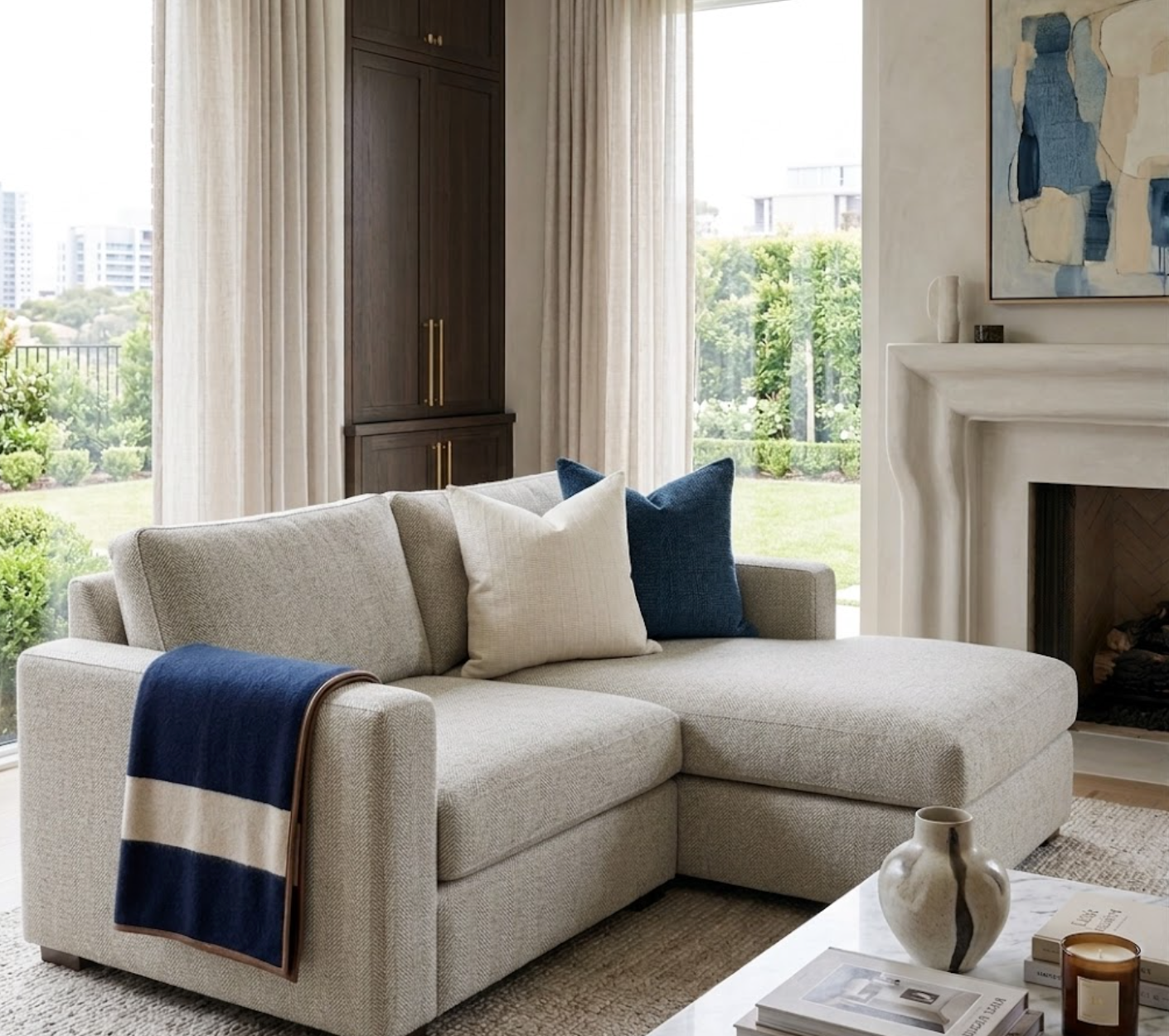 Horizon Striped Pillow in Natural