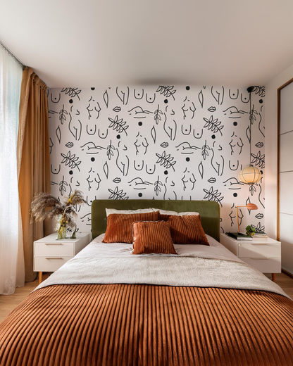 Neutral Nudes Wallpaper, white and black