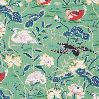 Lotus Garden Pillow in Jade Green
