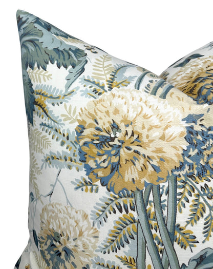 Dahlia Floral Pillow in Soft Gold