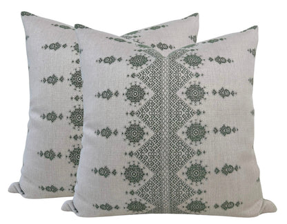 Carmania Pillow in Green, Indoor Outdoor Pillows