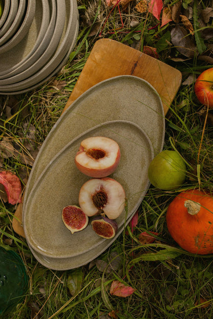 Handmade Stoneware Serving Platter "Concrete"