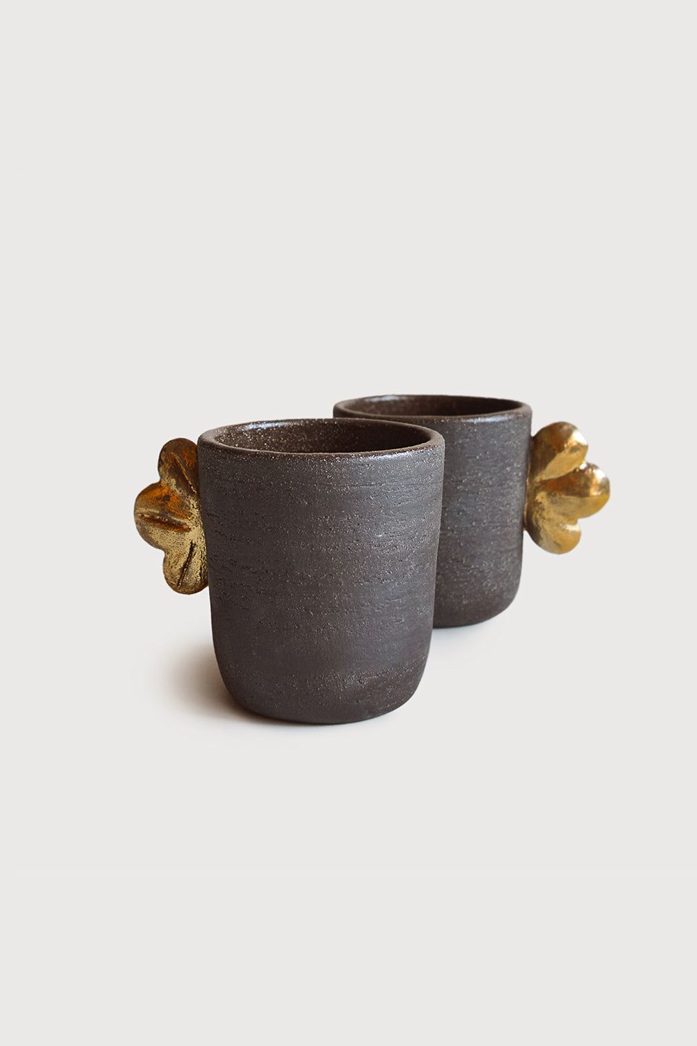 Handmade Stoneware Coffee Cup "Pumpernickel" with Gold Leaf
