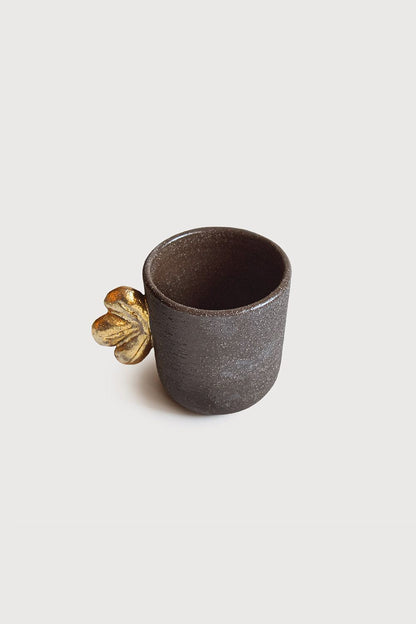 Handmade Stoneware Coffee Cup "Pumpernickel" with Gold Leaf