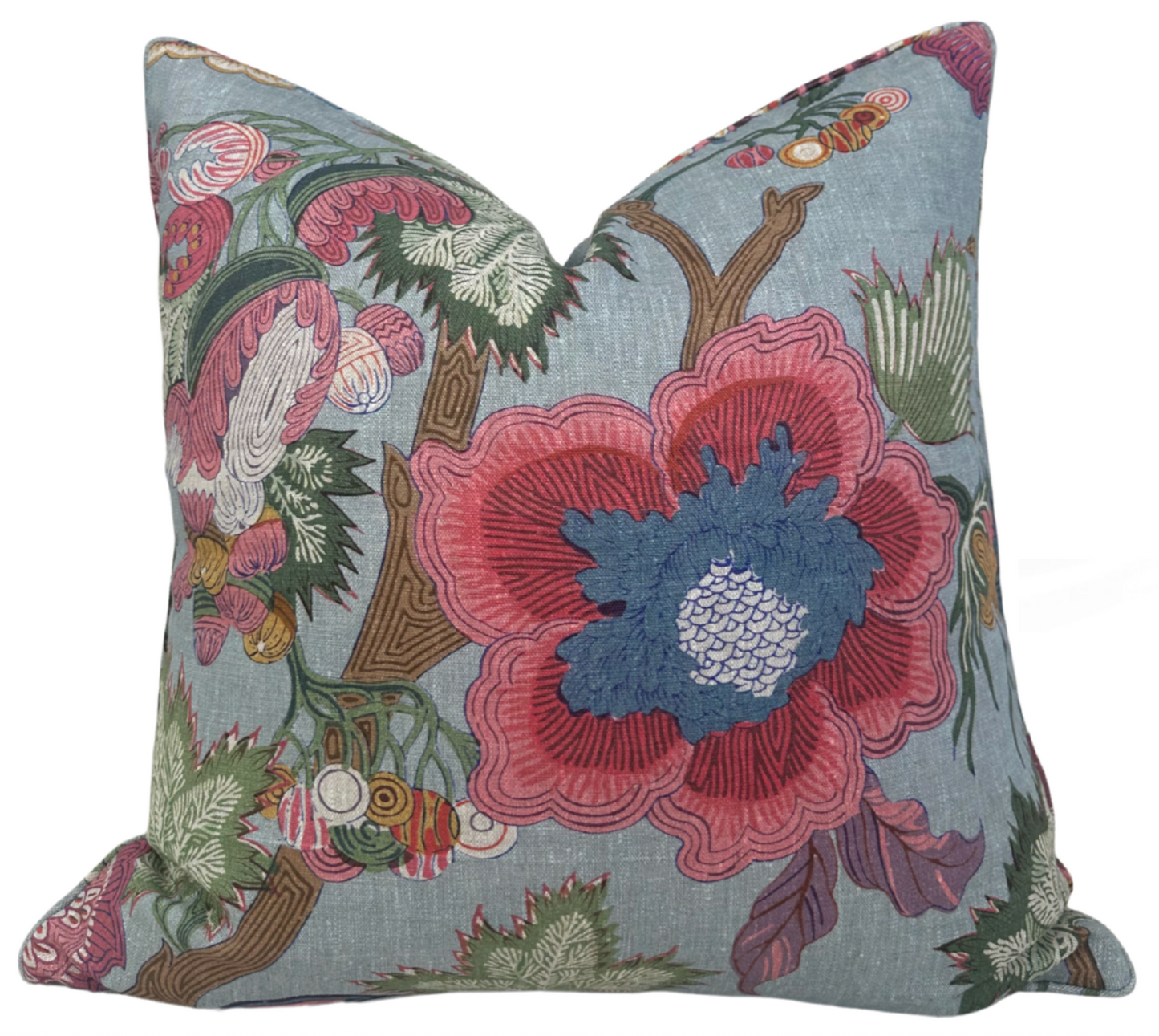 Indienne Jacobean Pillow in Raspberry Teal