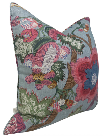 Indienne Jacobean Pillow in Raspberry Teal