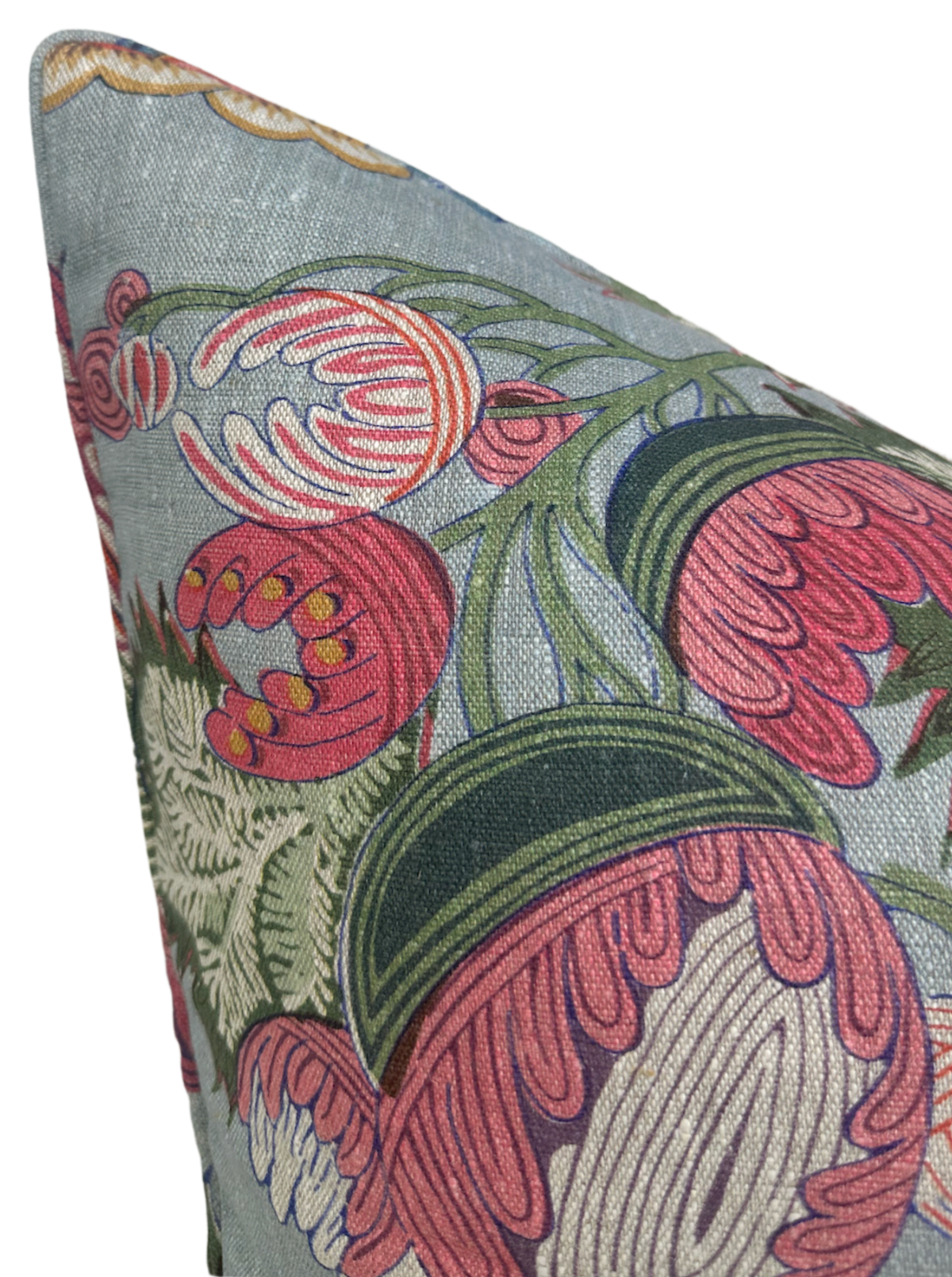Indienne Jacobean Pillow in Raspberry Teal