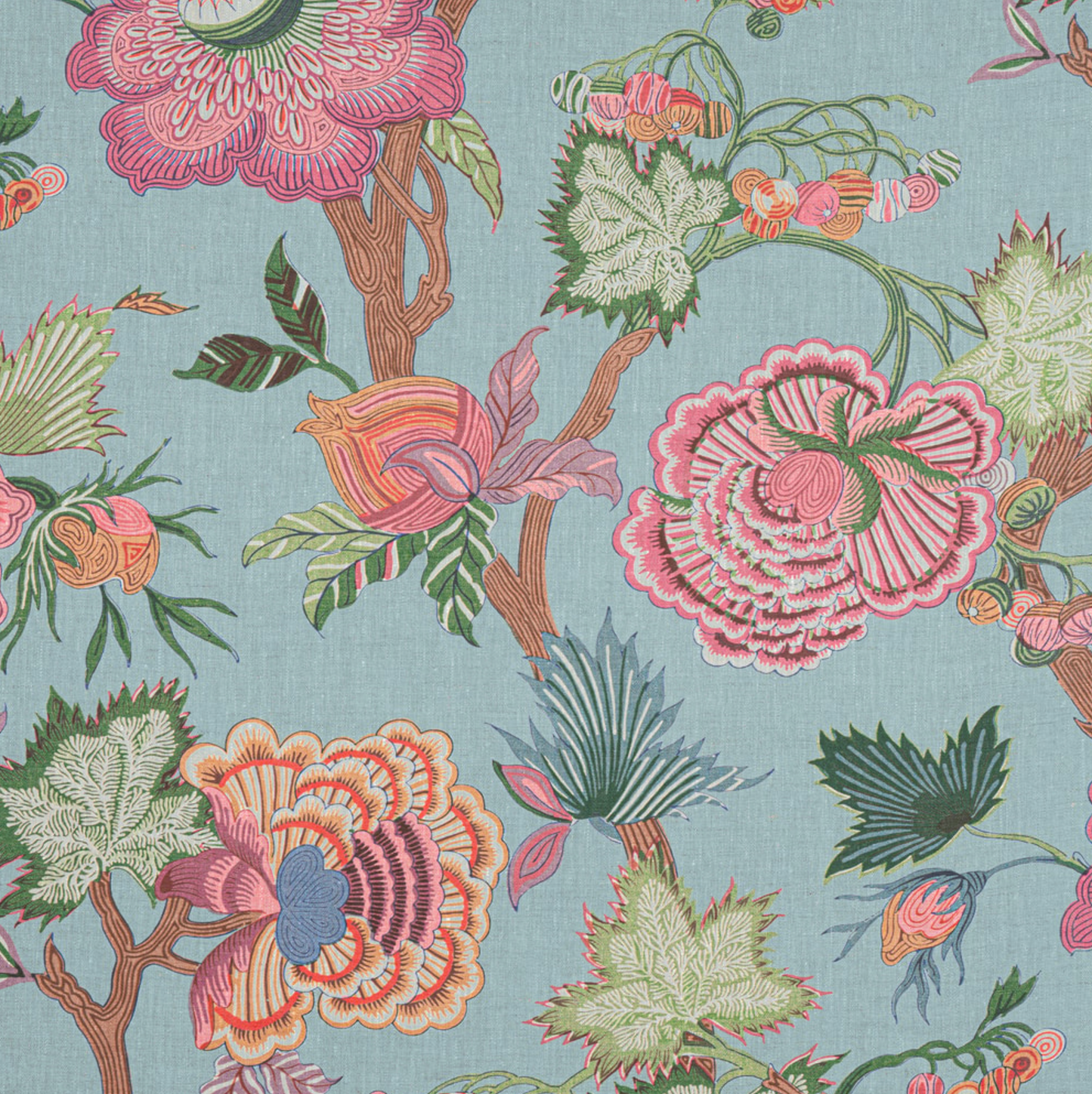 Indienne Jacobean Pillow in Raspberry Teal