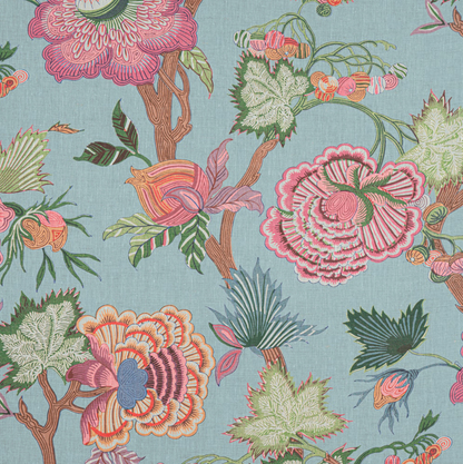 Indienne Jacobean Pillow in Raspberry Teal