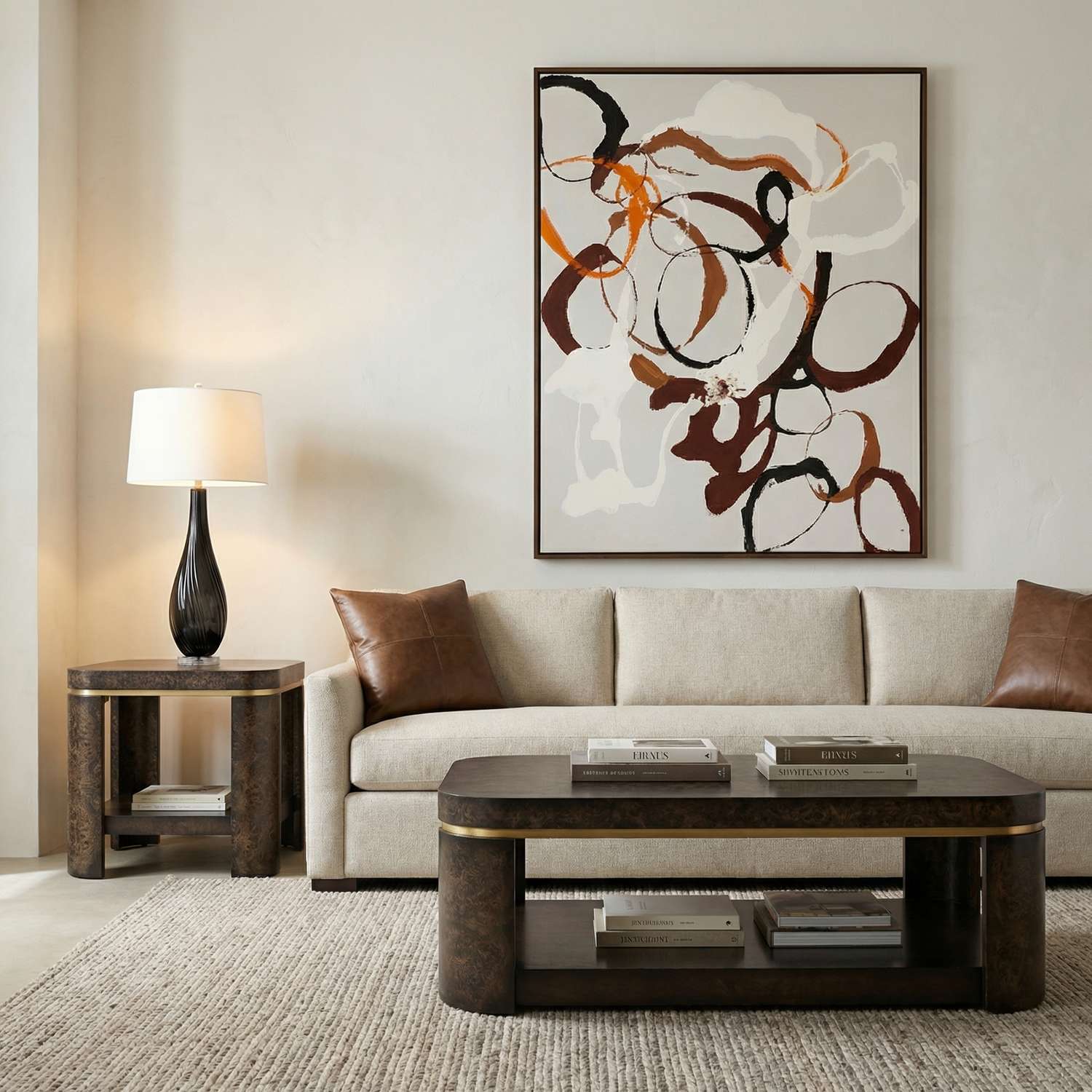 Black Glass Table Lamp - Room Scene