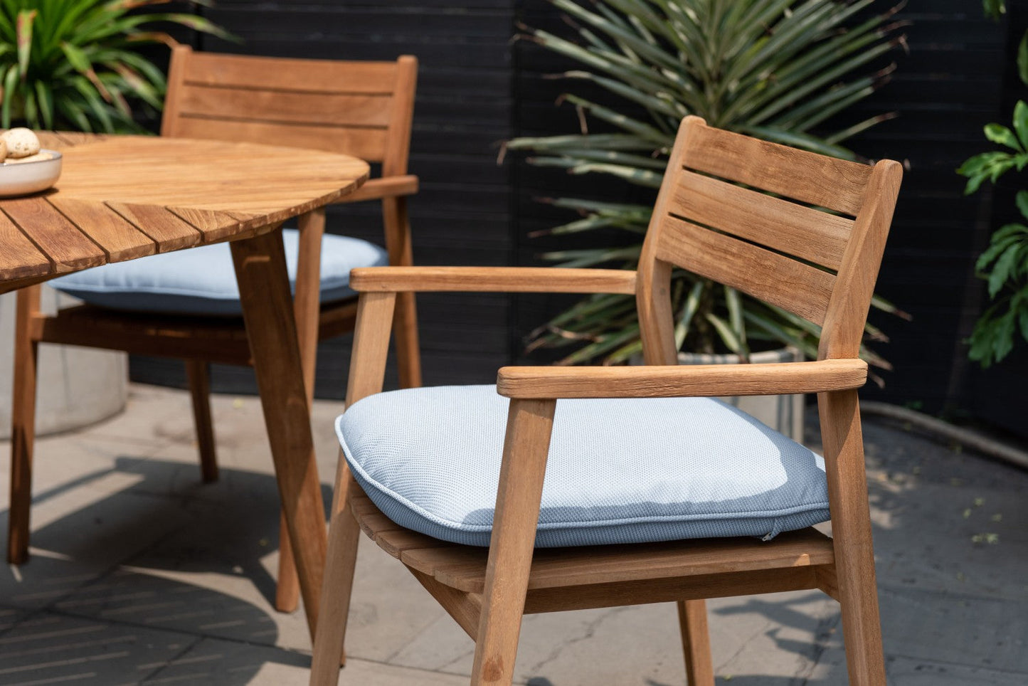 Jade Teak Stacking Armchair - Copen Blue
