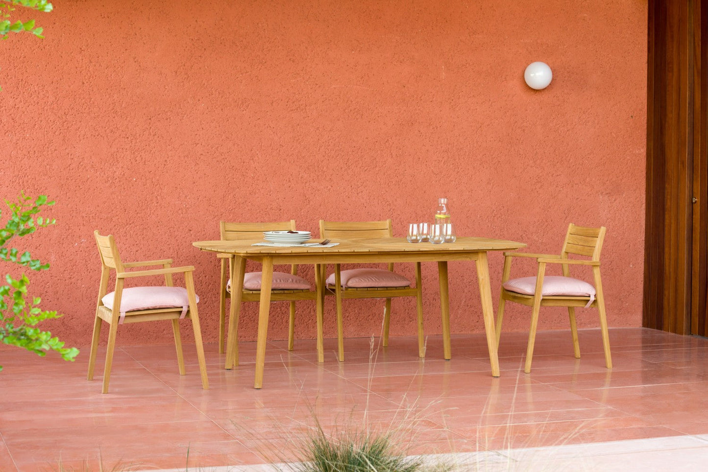 Jade Teak Stacking Armchair - Terracota