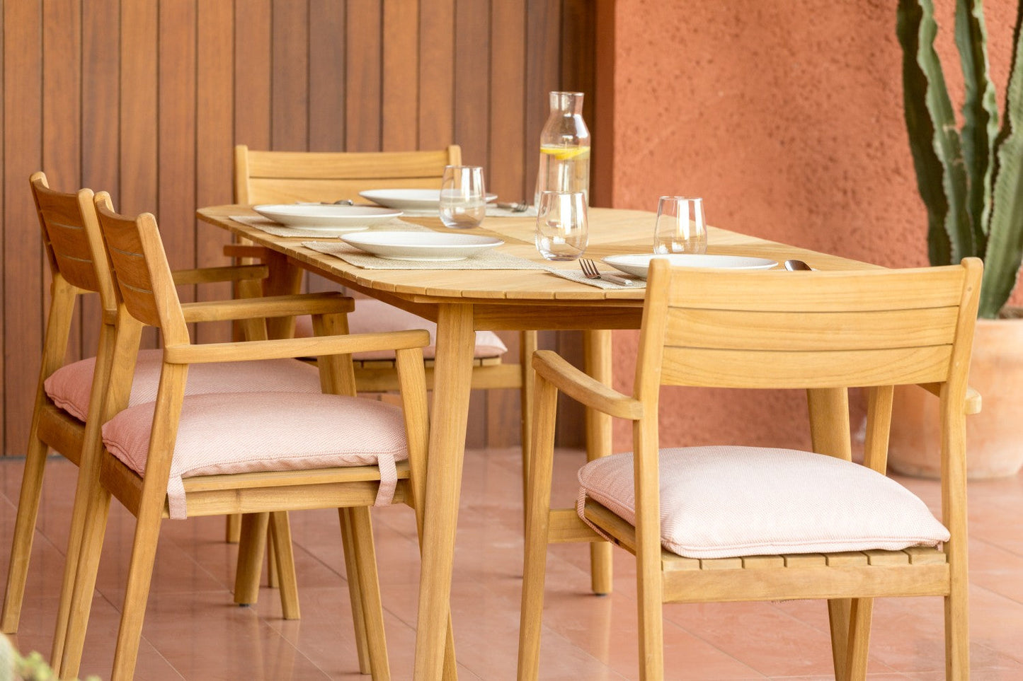 Jade Teak Stacking Armchair - Terracota