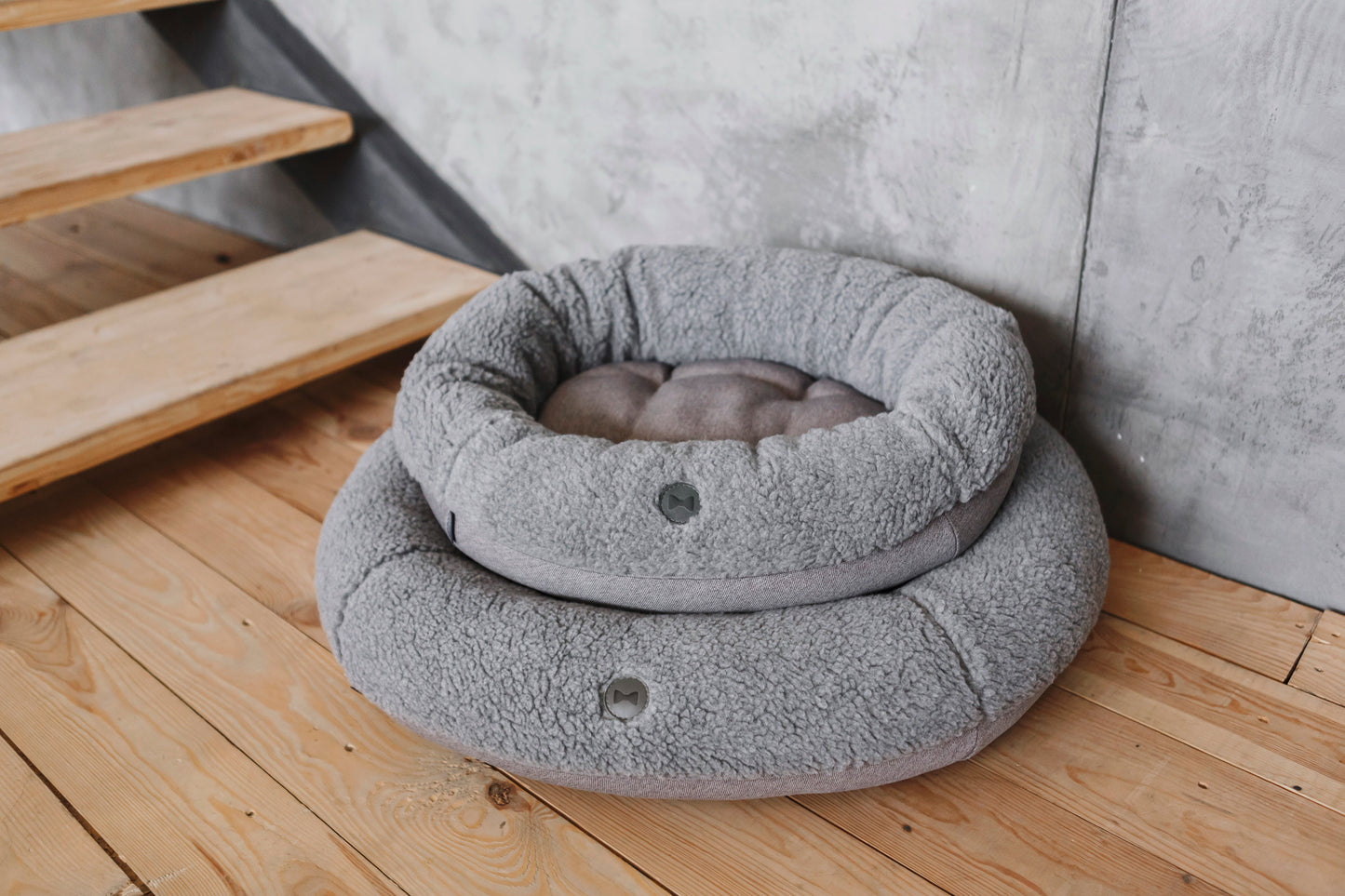 Furry Gray Donut Pet Bed