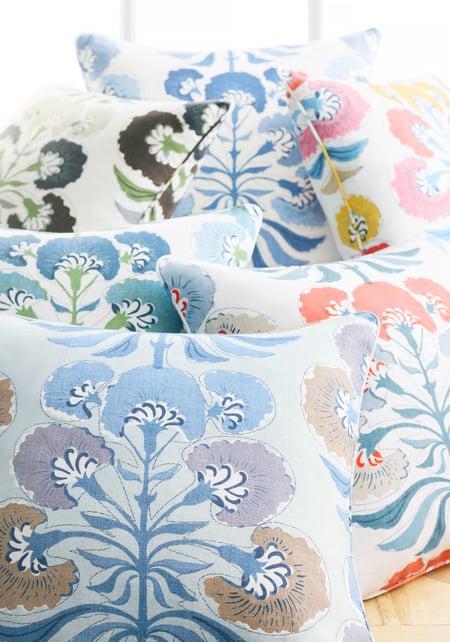 Tybee Tree Pillow in Blue on White