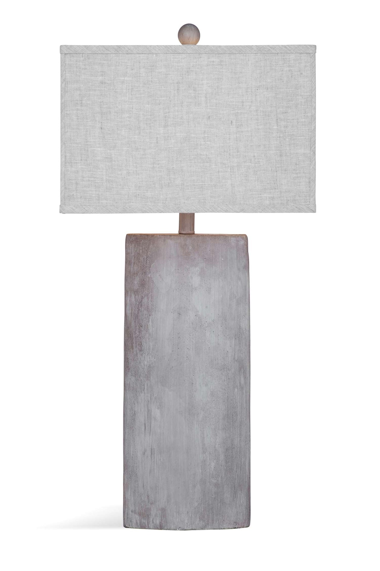 Jonas Modern Cement Table Lamp with Gray Linen Shade - Straight On