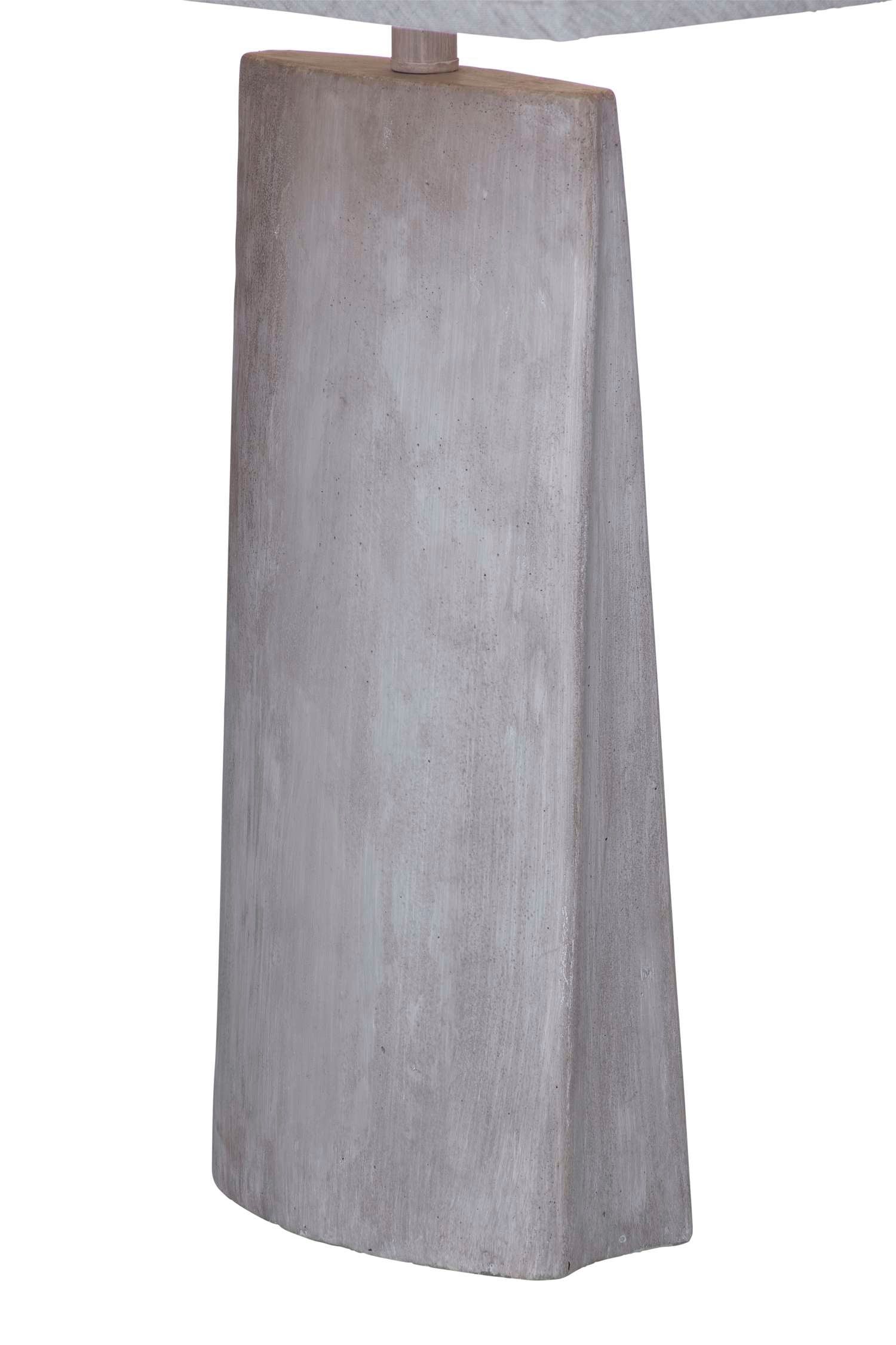 Jonas Modern Cement Table Lamp with Gray Linen Shade - Angle