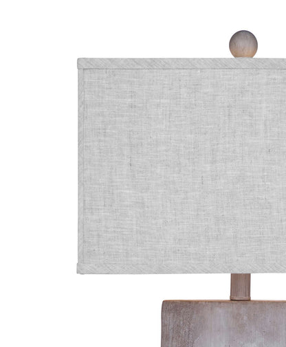Jonas Modern Cement Table Lamp with Gray Linen Shade - Detail