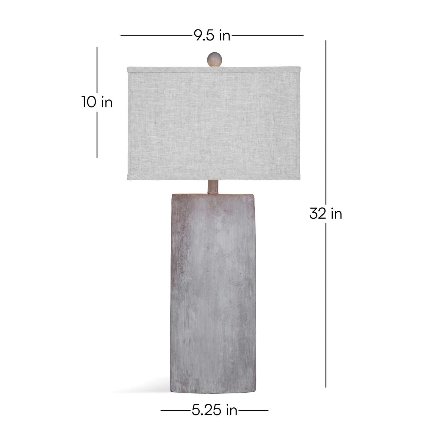 Jonas Modern Cement Table Lamp with Gray Linen Shade - Dimensional